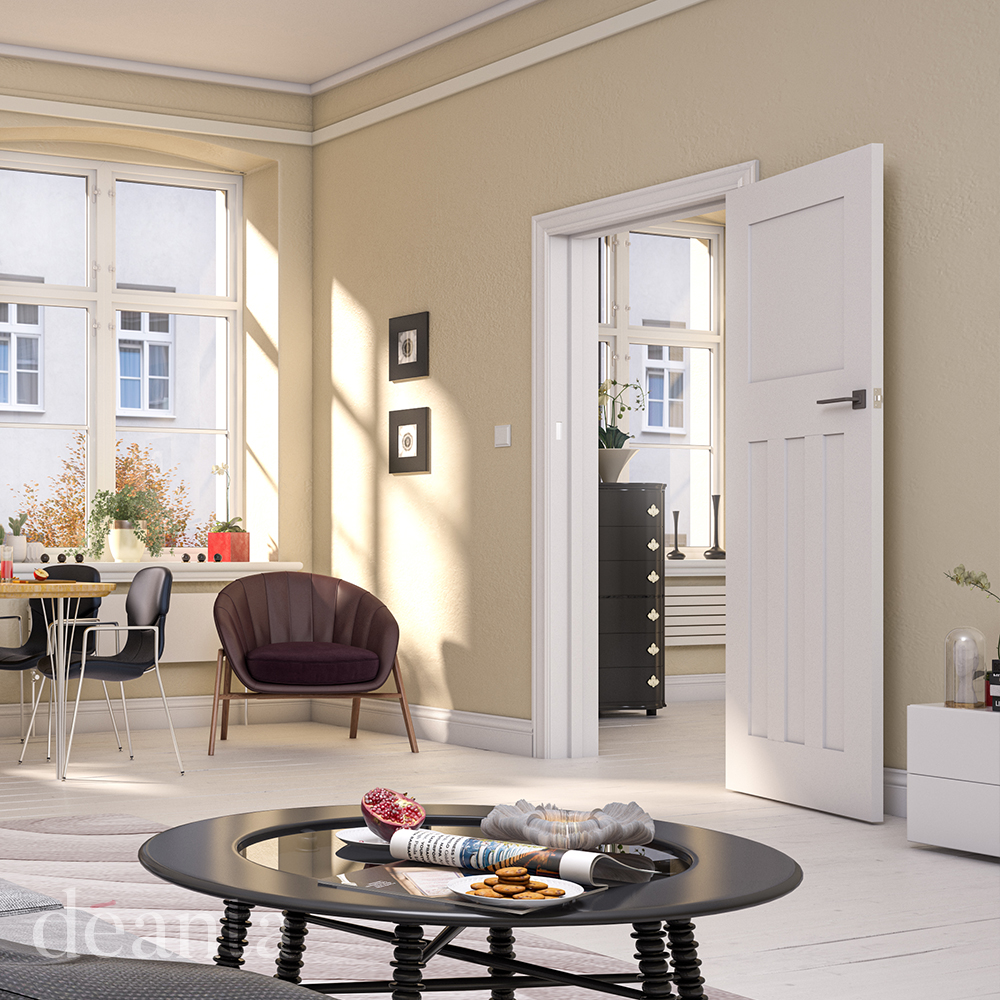 Internal White Primed Cambridge Solid Core Door - Image 3
