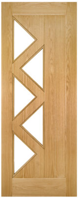 Internal Oak Ely 5P (CLEAR GLASS) Pre-Finished Door