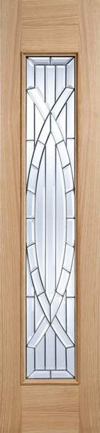 External Oak Majestic Side Light (ZINC CLEAR BEVELLED GLASS) Un-Finished Door