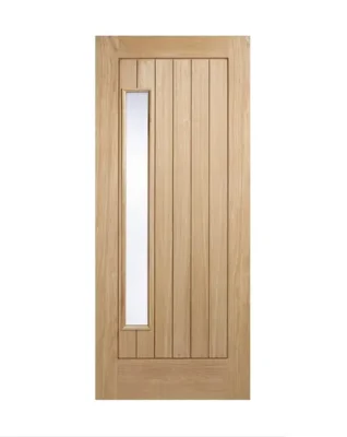 External Oak Newbury 1L (OBSCURE GLASS) Un-Finished Door