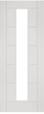 White Primed Seville 1L (CLEAR GLASS) FD30 44mm Fire Door