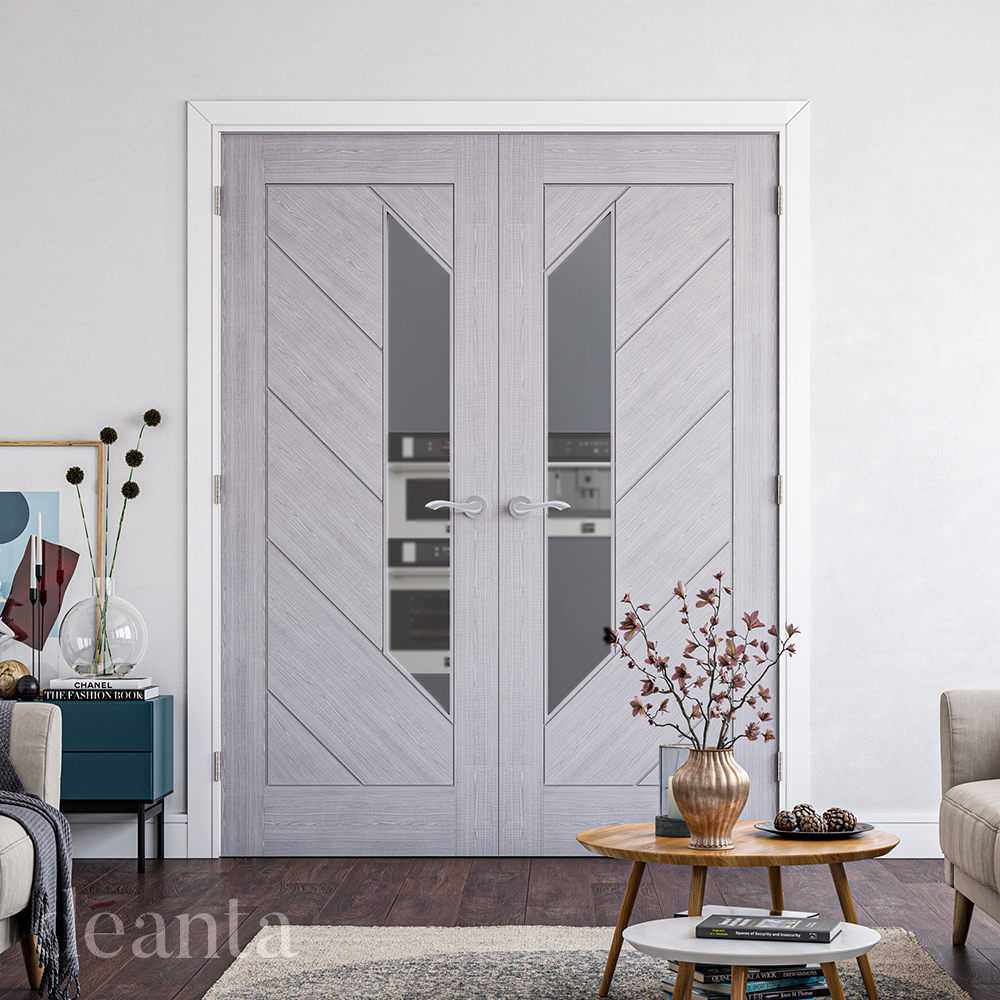 Internal Light Grey Ash Torino (CLEAR GLASS) Pre-Finished Internal Door - Image 2