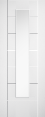 Internal White Pre-Finished Linear 7 Panel (CLEAR GLASS) Semi Solid Core Door