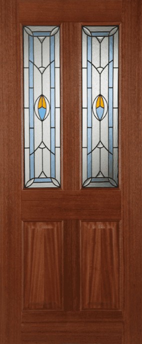 External Hardwood Edwardian (DECORATIVE GLASS) UN-FINISHED Blue Top Light Lead Door
