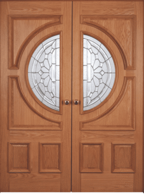 External Oak Un-Finished Rebated (Decorative Glass) Empress RM1S (RHPO) Door Pair
