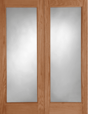 External Oak Un-Finished Rebated (CLEAR GLASS) Pattern 20 (RHPO) Door Pair