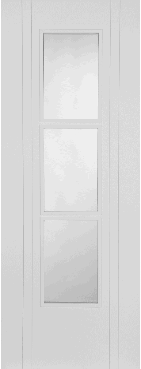 Internal White Primed Capri 3 Light (CLEAR GLASS) Smooth Semi Solid Core Door