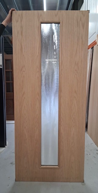 External Oak Flush Un-Finished (OBSCURE GLASS)