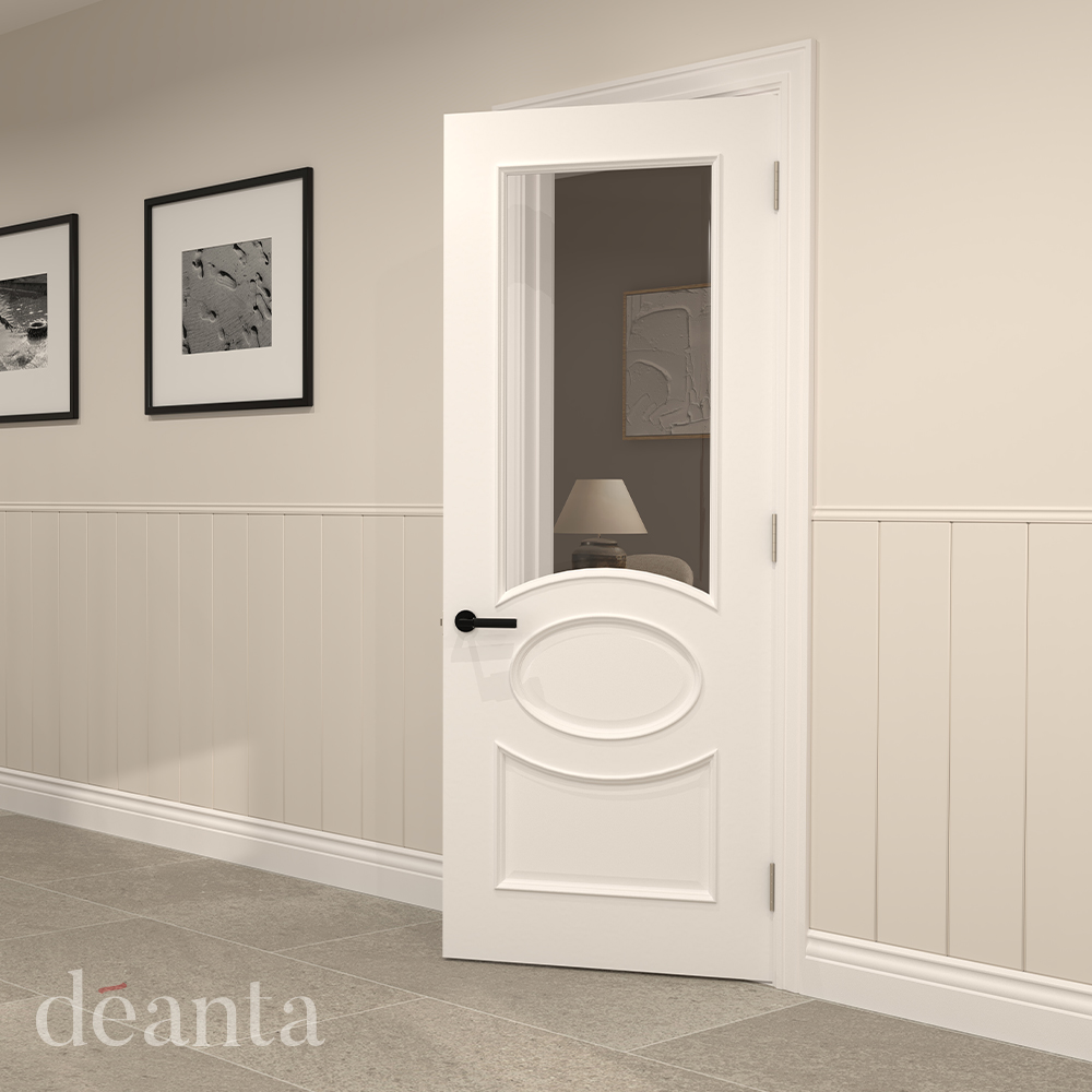 Internal White Primed Solid Core Clarendon (CLEAR BEVELLED GLASS) Door - Image 2