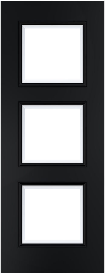 Internal Black Pre-Finished Solid Core Trinity (CLEAR BEVELLED GLASS) Door