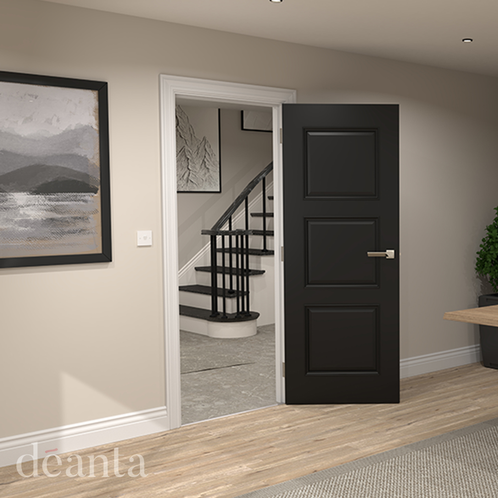 Internal Black Pre-Finished Solid Core Trinity Internal Door - Image 2
