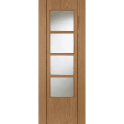 Internal Oak 4 Light (CLEAR GLASS) Vision Pre-Finished Door
