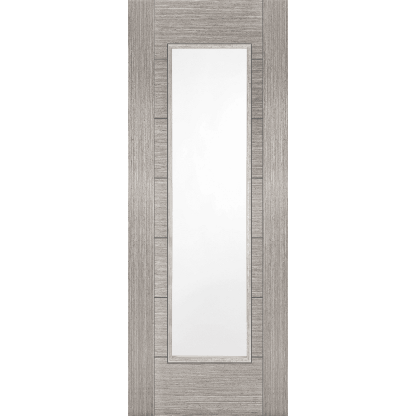Internal Light Grey 1 Light (CLEAR GLASS) Corsica Pre-Finished Solid Core 44mm FD30 Fire Door