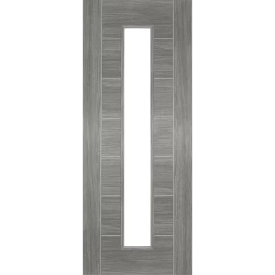 Internal Grey Laminate 1 Light (CLEAR GLASS) Corsica Pre-Finished Semi Solid Core Door