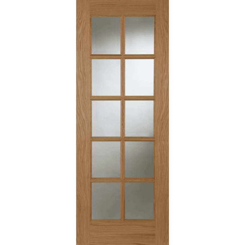 Internal Oak 10 Light (Clear Bevelled Glass) Un-Finished Door