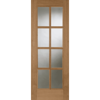 Internal Oak 8 Light (CLEAR BEVELLED GLASS) Un-Finished Door