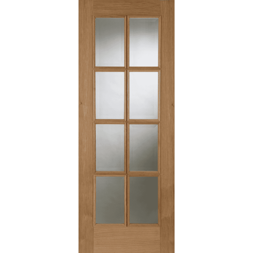Internal Oak 8 Light (CLEAR BEVELLED GLASS) Un-Finished Door