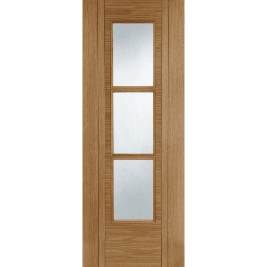 Internal Oak Capri 3 Light (CLEAR GLASS) Pre-Finished 44mm FD30 Solid Core Fire Door
