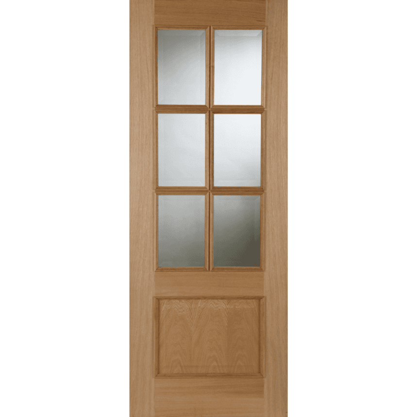 Internal Oak 6 Light (CLEAR BEVELLED GLASS) Un-Finished Iris 44mm FD30 Fire Door