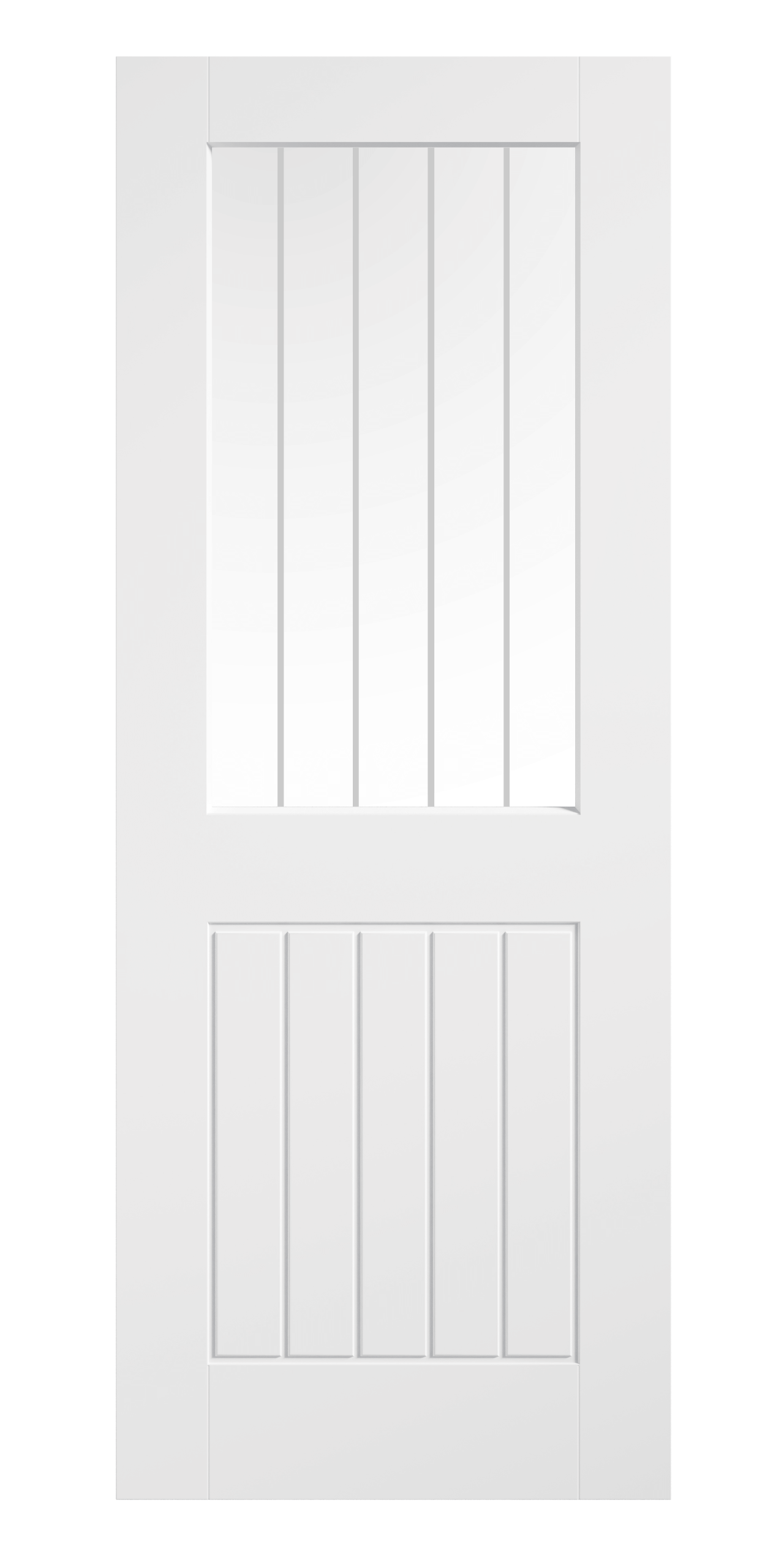 Internal White Primed Moulded Smooth Cottage (CLEAR GLASS ETCHED LINES) Door