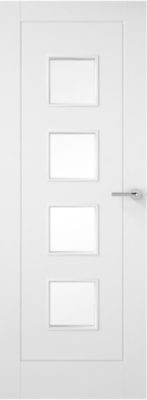 Internal White Primed 1 Panel 4 Light (CLEAR GLASS) FD30 44mm Fire Door