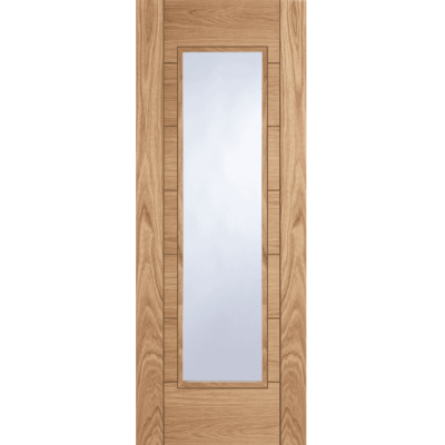 Internal Oak Corsica 1 Light (CLEAR GLASS) Pre-Finished Solid Core FD30 44mm Fire Door