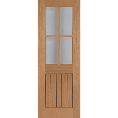 Internal Oak Mexicano 4 Light (CLEAR GLASS) Unfinished Solid Core Door