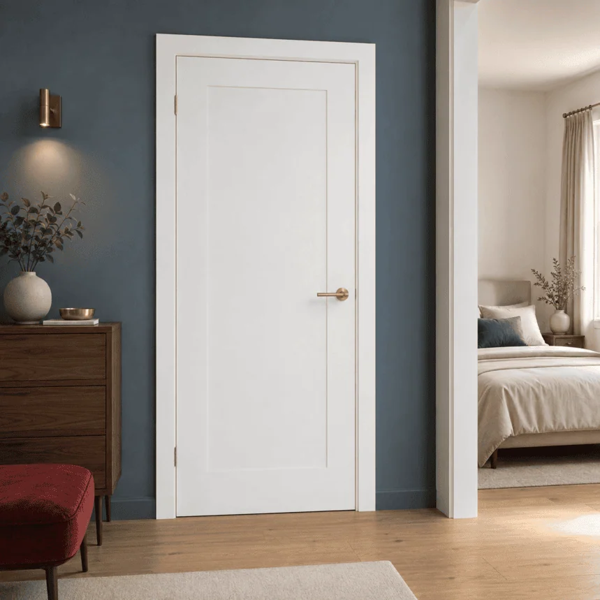 Internal White Laminate 1 Panel Shaker Pre-Finished Semi-Solid Core Door - Image 2