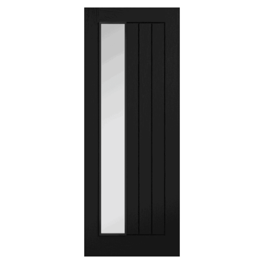 Internal Black Oak Mexicano 1 Light Narrow Offset (CLEAR GLASS) Pre-Finished Solid Core Door