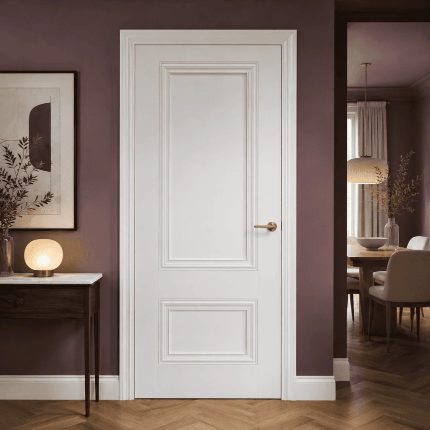 Internal White Laminate Lyon 2 Panel Pre-Finished Semi-Solid Core Door - Image 2