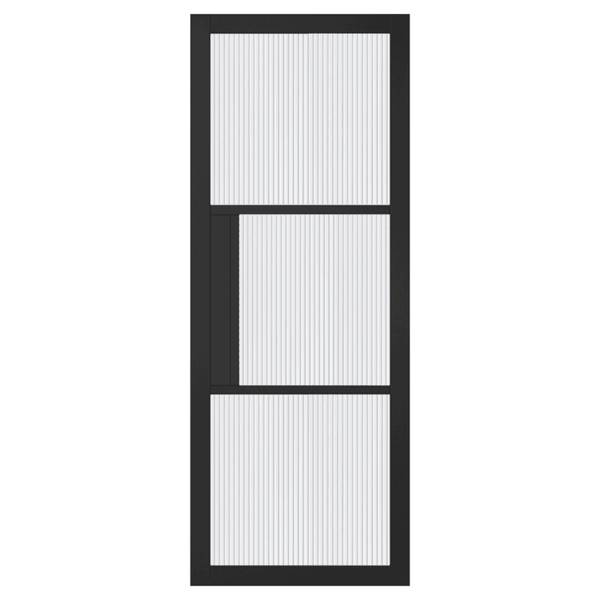 Internal Black Laminate 3 Light (REEDED GLASS) Florence Pre-Finished Semi Solid Core Door