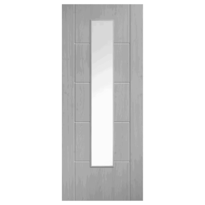 Internal Grey Laminate ISEO 1 Light (CLEAR GLASS) Pre-Finished FD30 44mm Fire Door