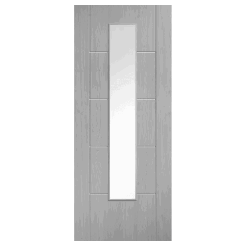 Internal Grey Laminate ISEO 1 Light (CLEAR GLASS) Pre-Finished FD30 44mm Fire Door