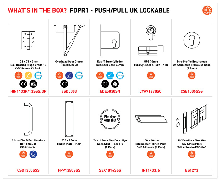 Residential Fire Door Pack - Push/Pull UK Lockable (Suitable for 44mm Fire Doors) - Image 2