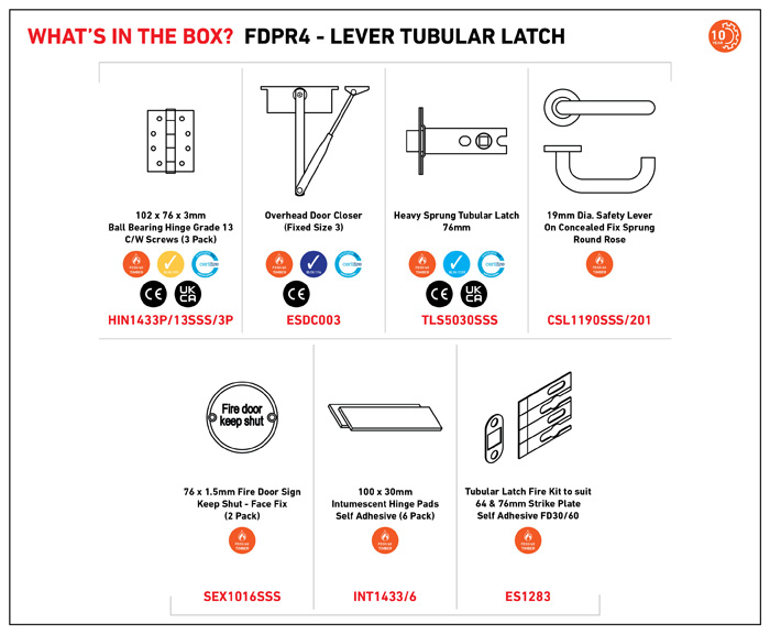 Residential Fire Door Pack - Lever Tubular Latch (Suitable for 44mm Fire Doors) - Image 2